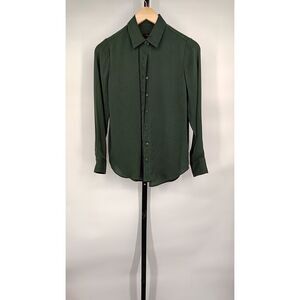 NWOT Quince Dark Green 100% Silk Button-Up Blouse